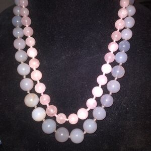 Set of two vintage double- knotted beaded necklaces